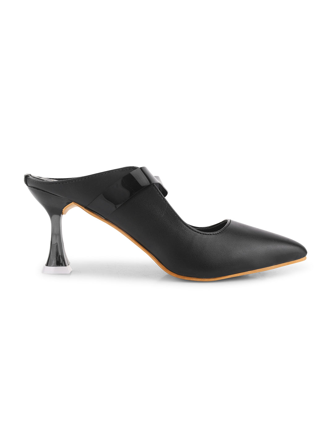 Jm Looks women's pointed toe mule heels with an ankle strap
Black