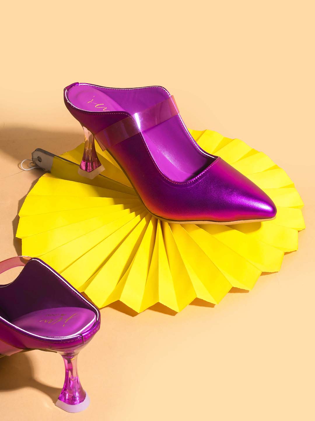 Jm Looks women's pointed toe mule heels with an ankle strap
Magenta