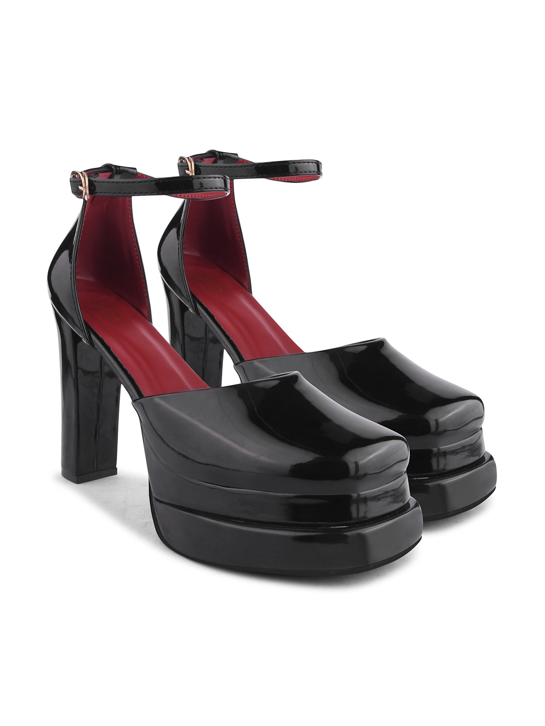 Jm Looks open-toe heels with sparkling straps and matching heel
Black