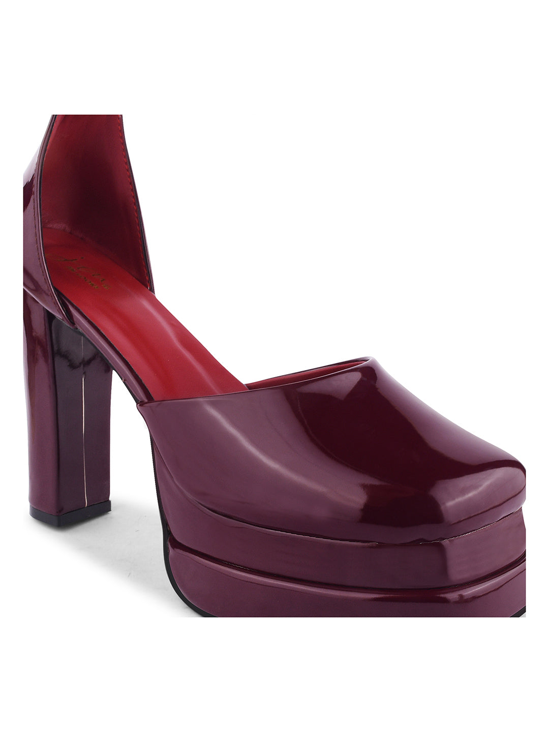 Jm Looks open-toe heels with sparkling straps and matching heel
Maroon