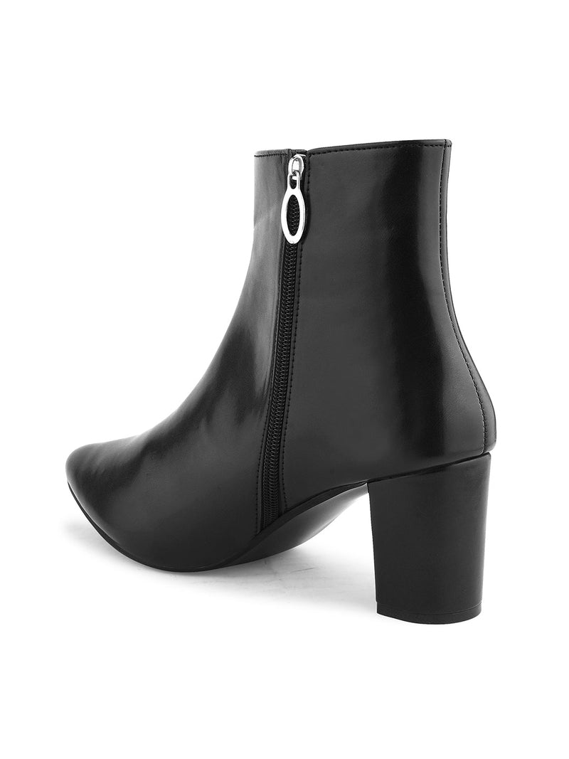 JM Looks Women's Pointed Toe Block Heel Ankle Boots - 6