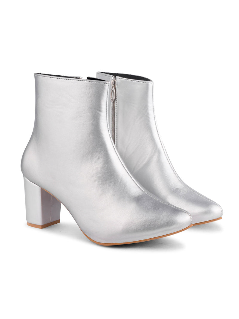 JM Looks Women's Pointed Toe Block Heel Ankle Boots - 11