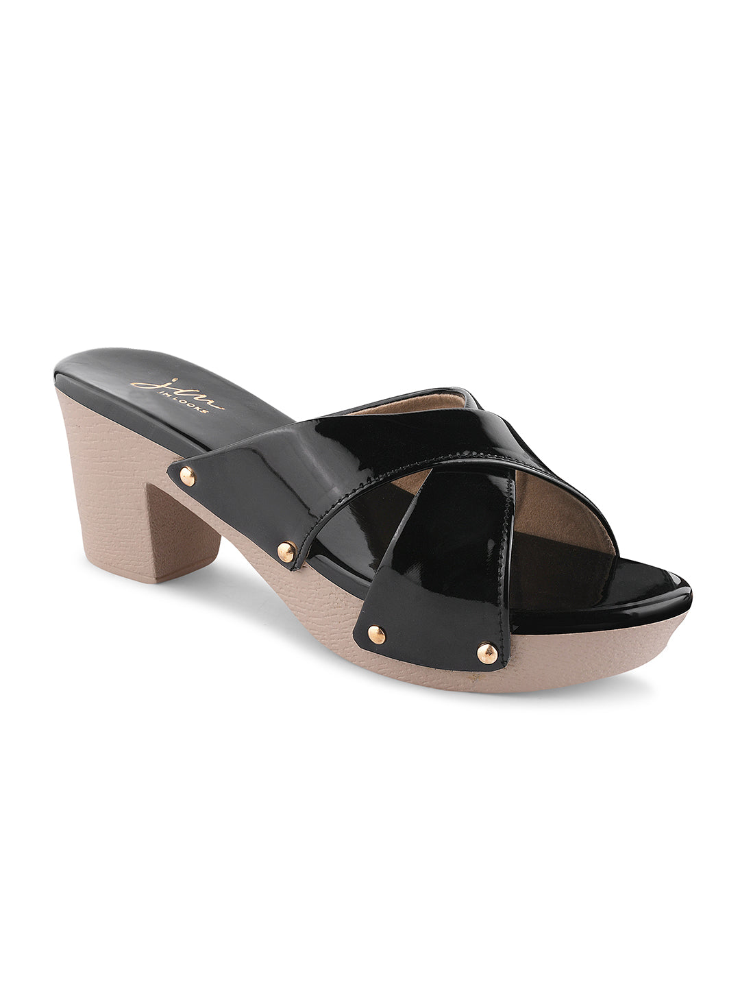 Jm Looks criss-cross block heel sandals with a comfortable sole
Black