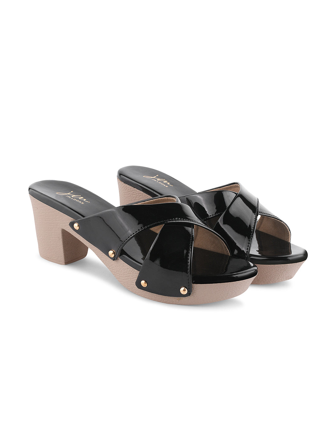 Jm Looks criss-cross block heel sandals with a comfortable sole
Black