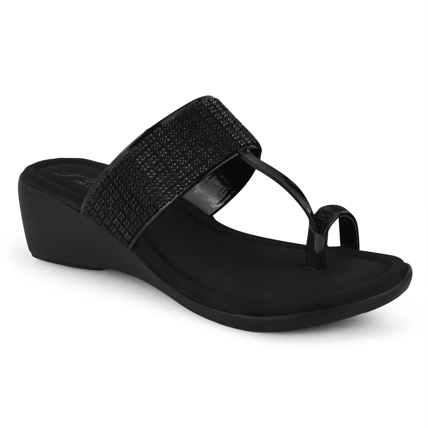 Women's Embellished Toe-Ring Wedges Sandals for Women & Girls  Black
