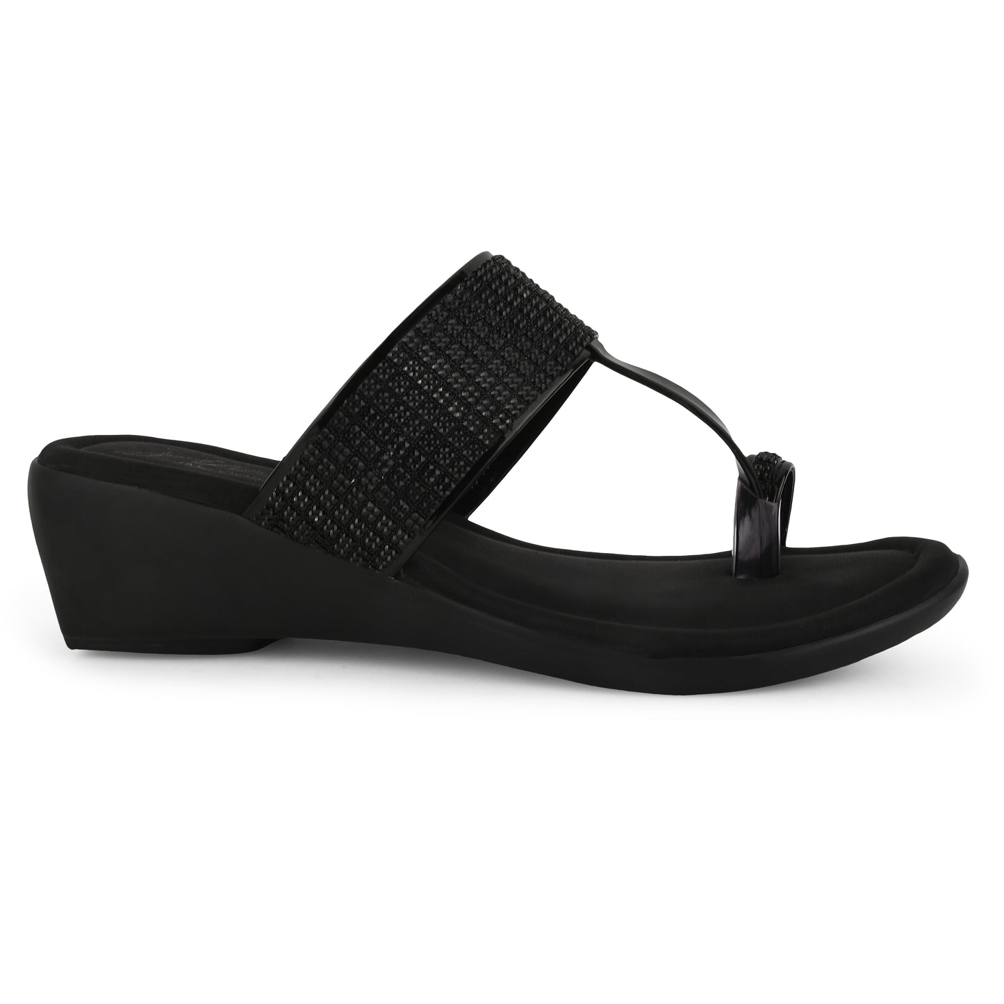 Women's Embellished Toe-Ring Wedges Sandals for Women & Girls  Black