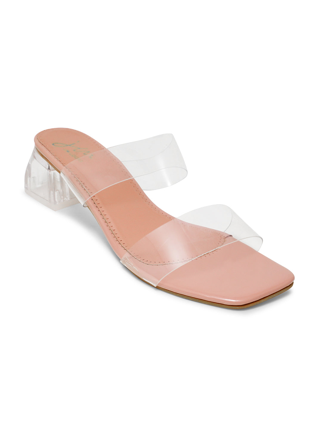 Transparent Block Heels Sandals for Women and Girls at JM LOOKS Peach