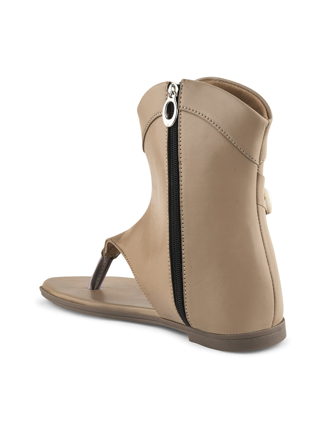 women's high-ankle gladiator sandals featuring shell and fringe embellishments
Beige