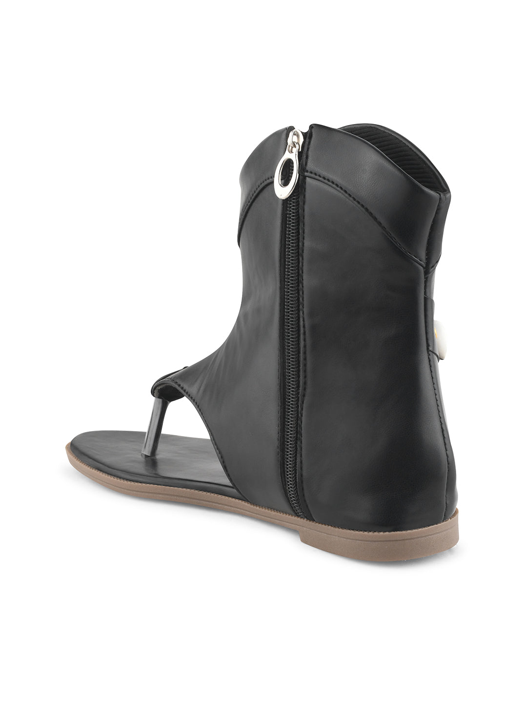 women's high-ankle gladiator sandals featuring shell and fringe embellishments
Black