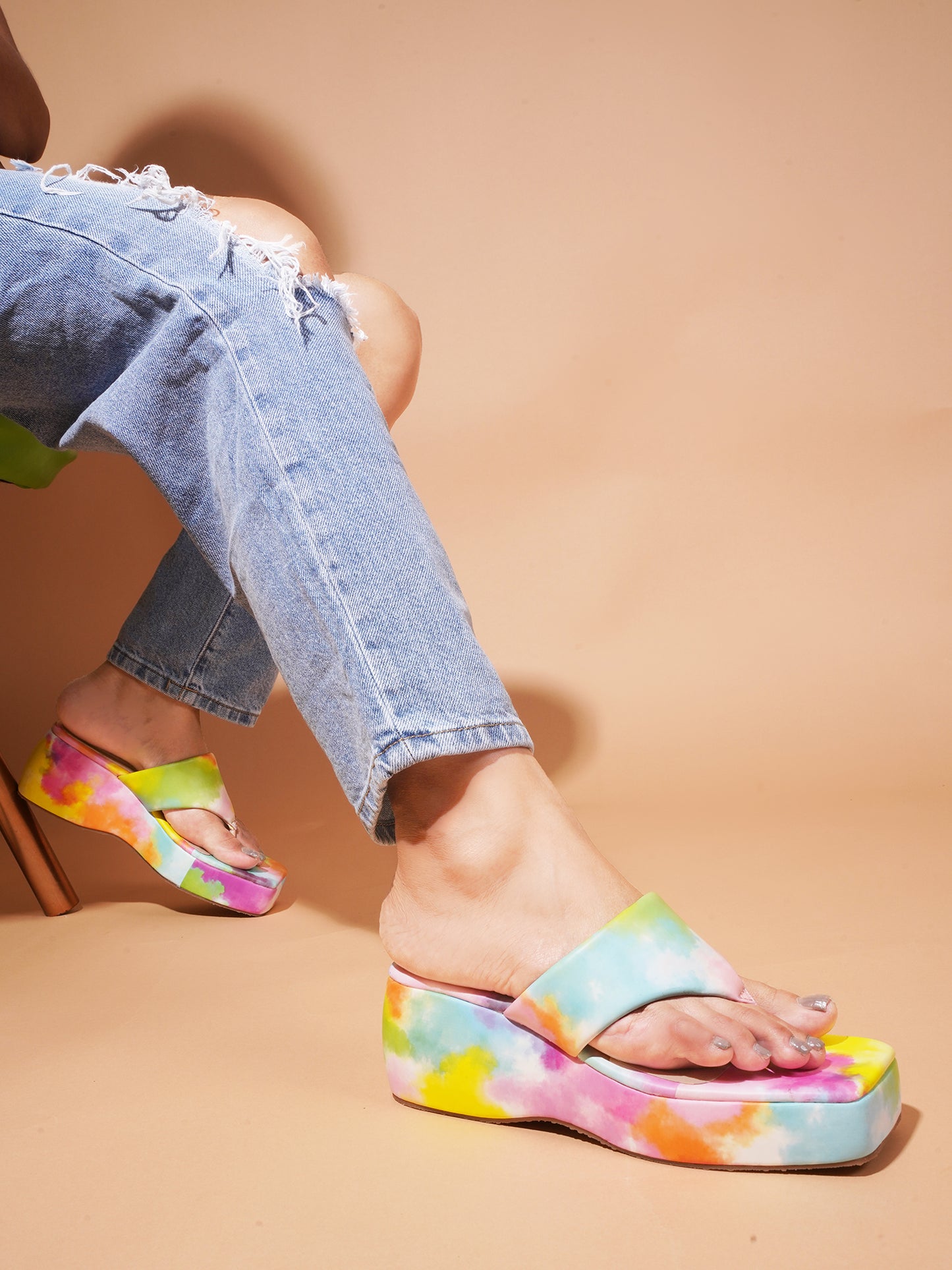 Buy Online Platform Heel Thong Strap Wedges Sandals for Women and Girls Multi