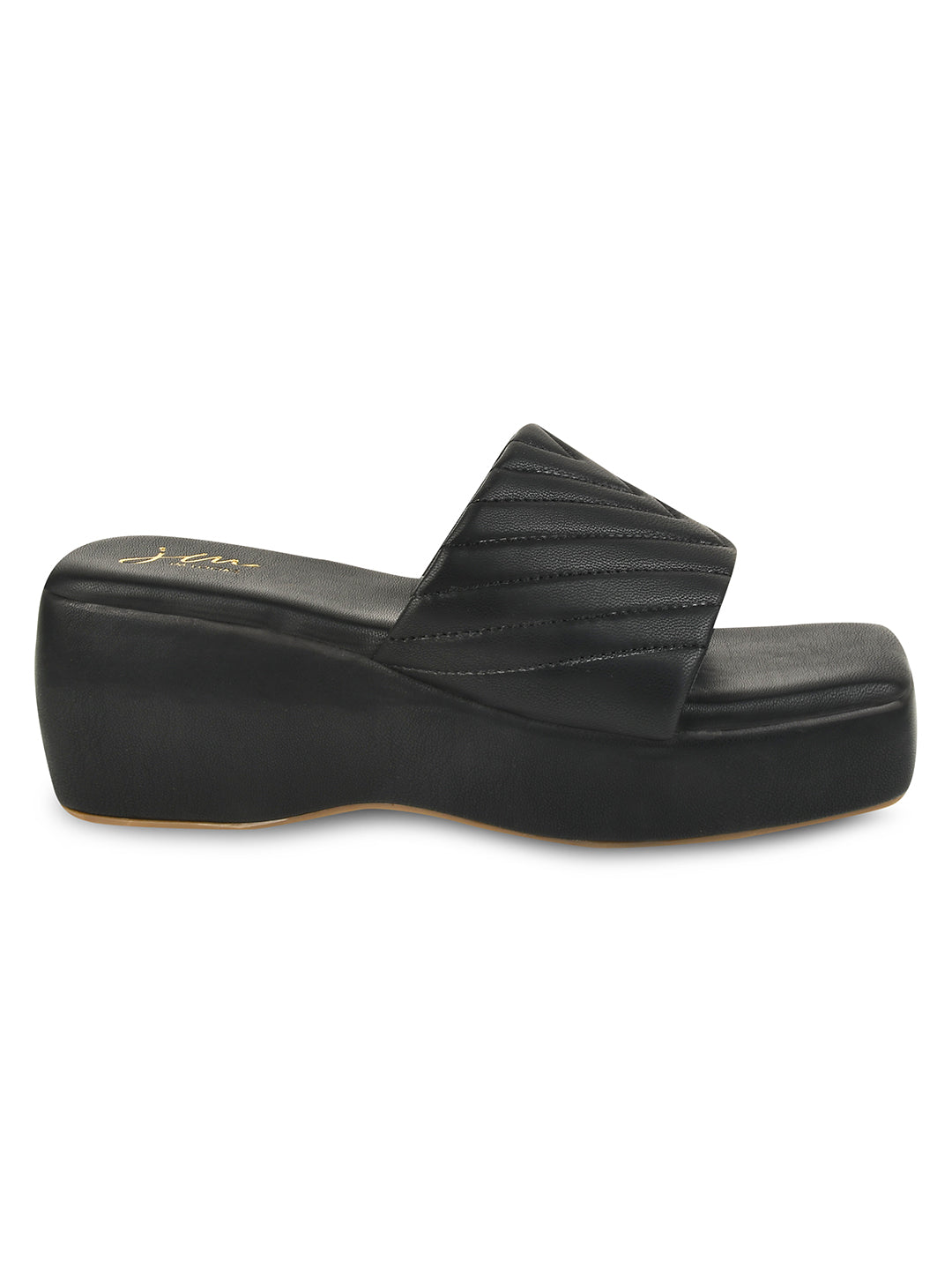 Chevron Pattern Slip-On Wedges for Women and Girls Black
