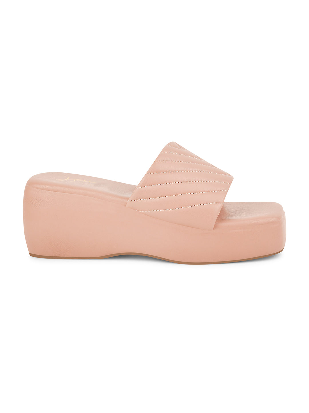 Chevron Pattern Slip-On Wedges for Women and Girls Nude