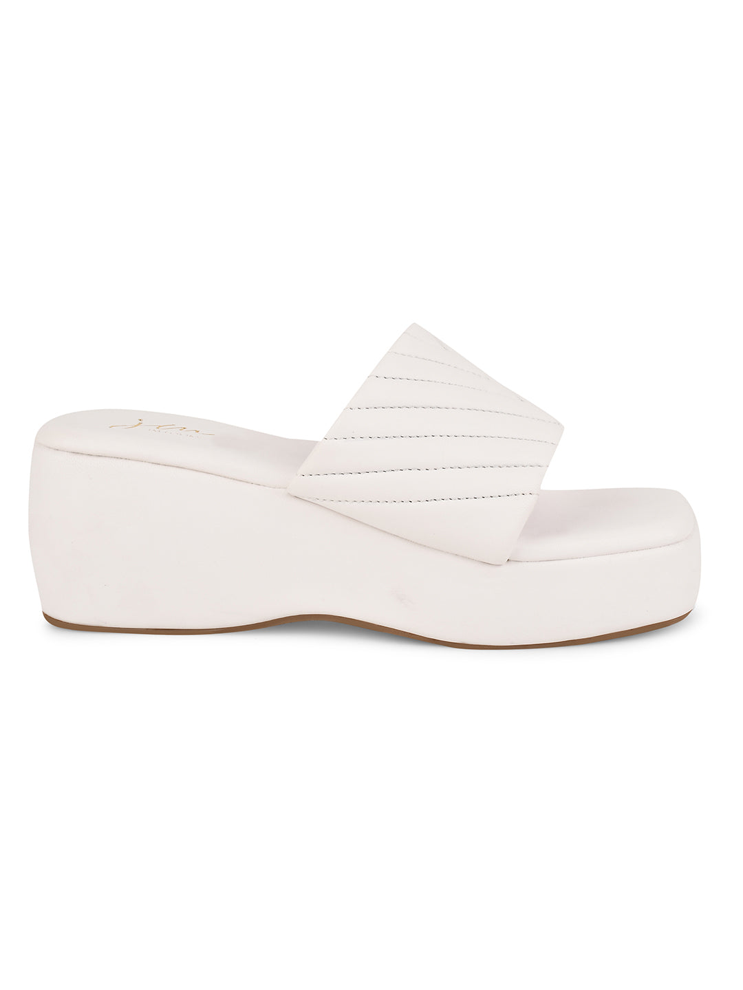 Chevron Pattern Slip-On Wedges for Women and Girls White