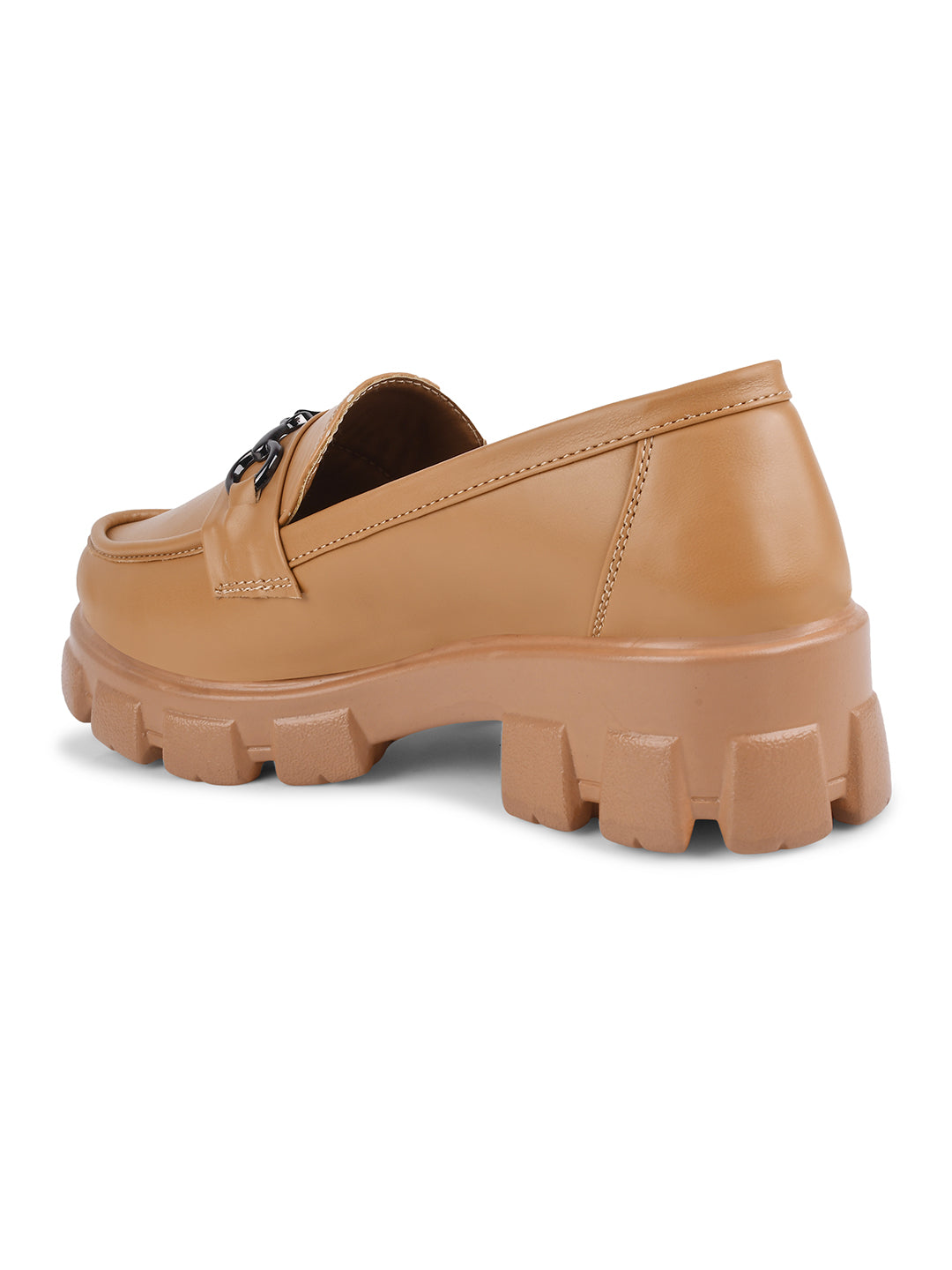 Women's Buckled Heeled Horsebit Loafers for women & Girls Tan