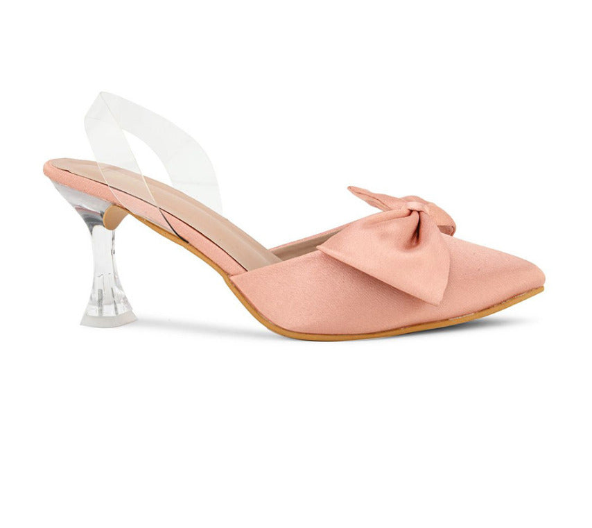 Women's Kitten Heeled Sandals with Bow Appliqué - Perfect for Women and Girls! Pink