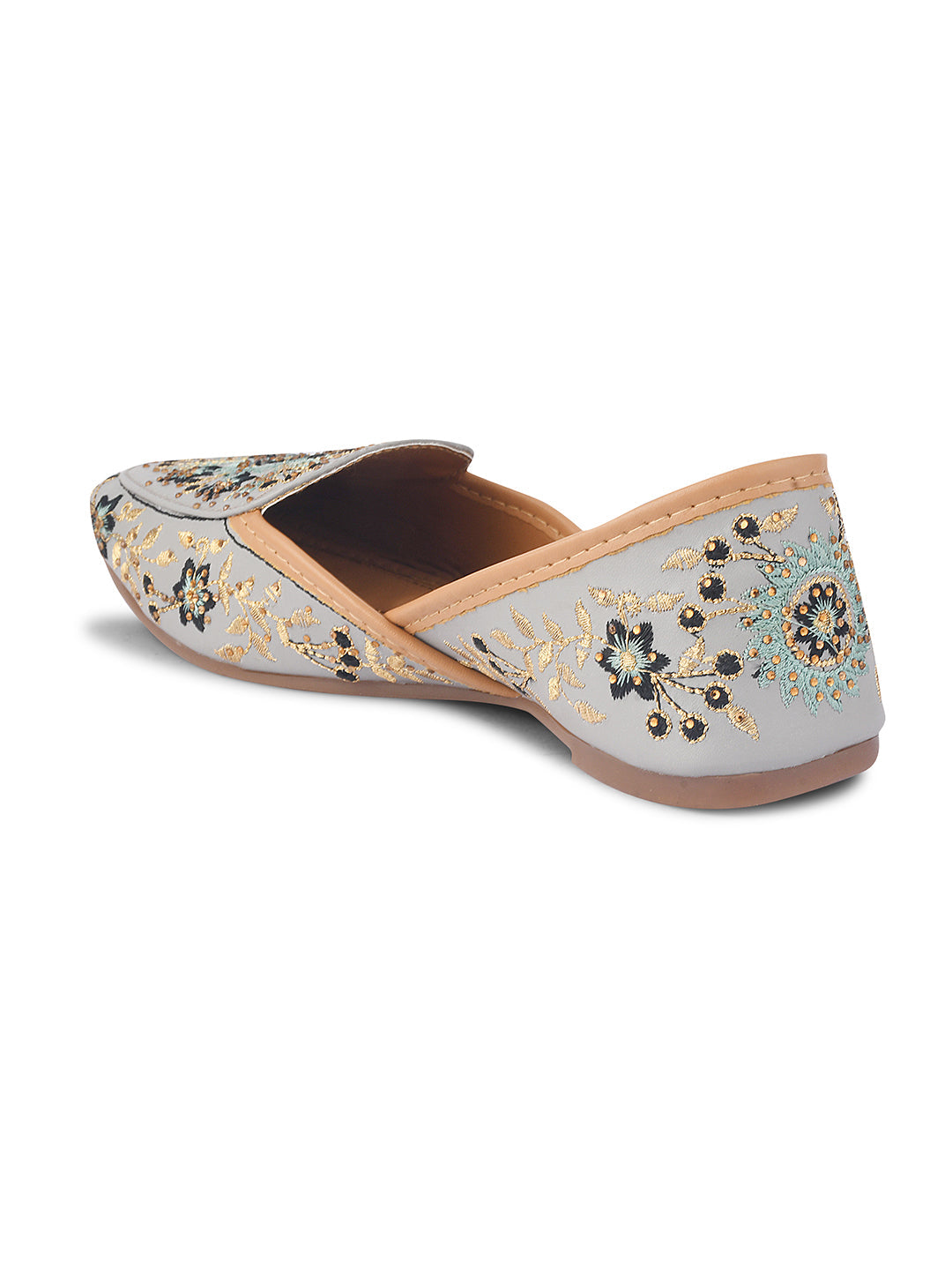 JM Looks loafer jutti flats featuring intricate embroidery and subtle embellishments
Grey