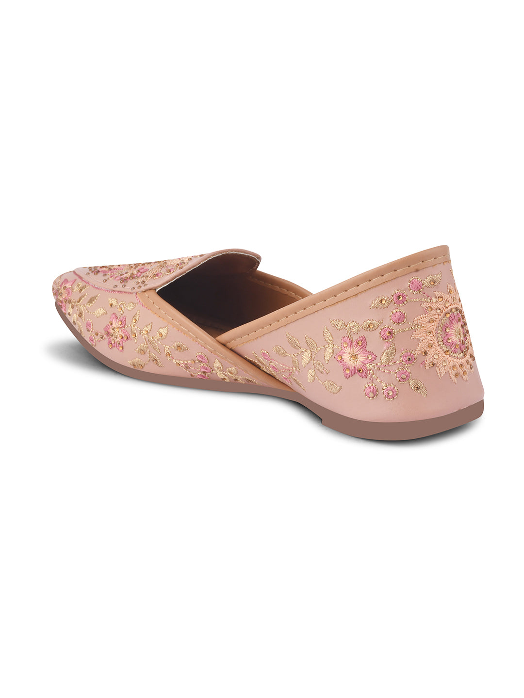 JM Looks loafer jutti flats featuring intricate embroidery and subtle embellishments
Peach
