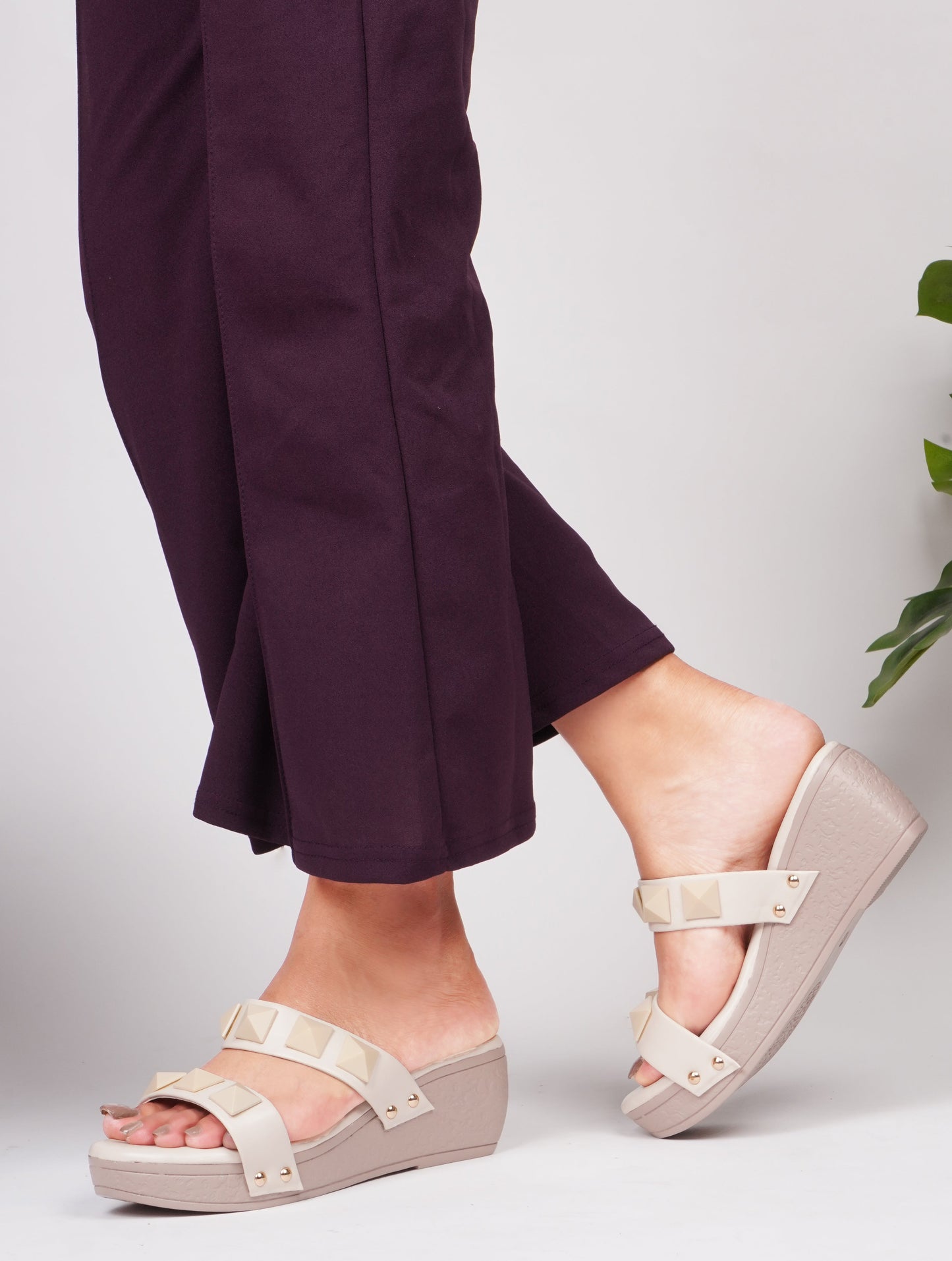 Buy Online Open-Toe Slip-On Wedges - Perfect for Women and Girl Cream