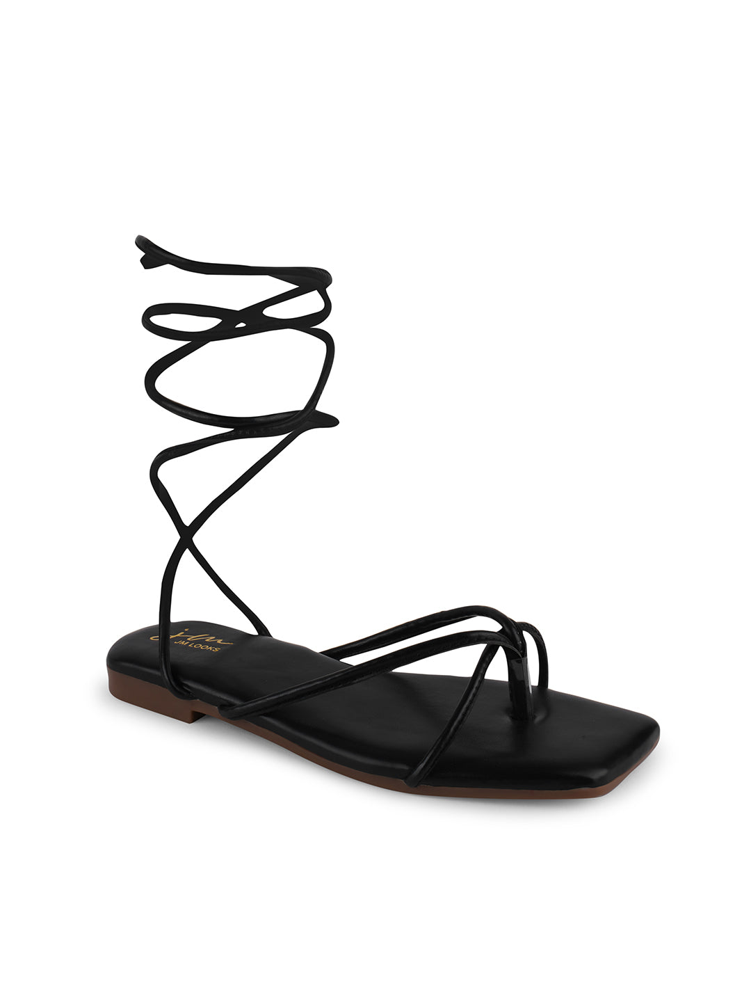 Strappy High-Top Lace-Up Gladiator Sandals for Women & Girls Black