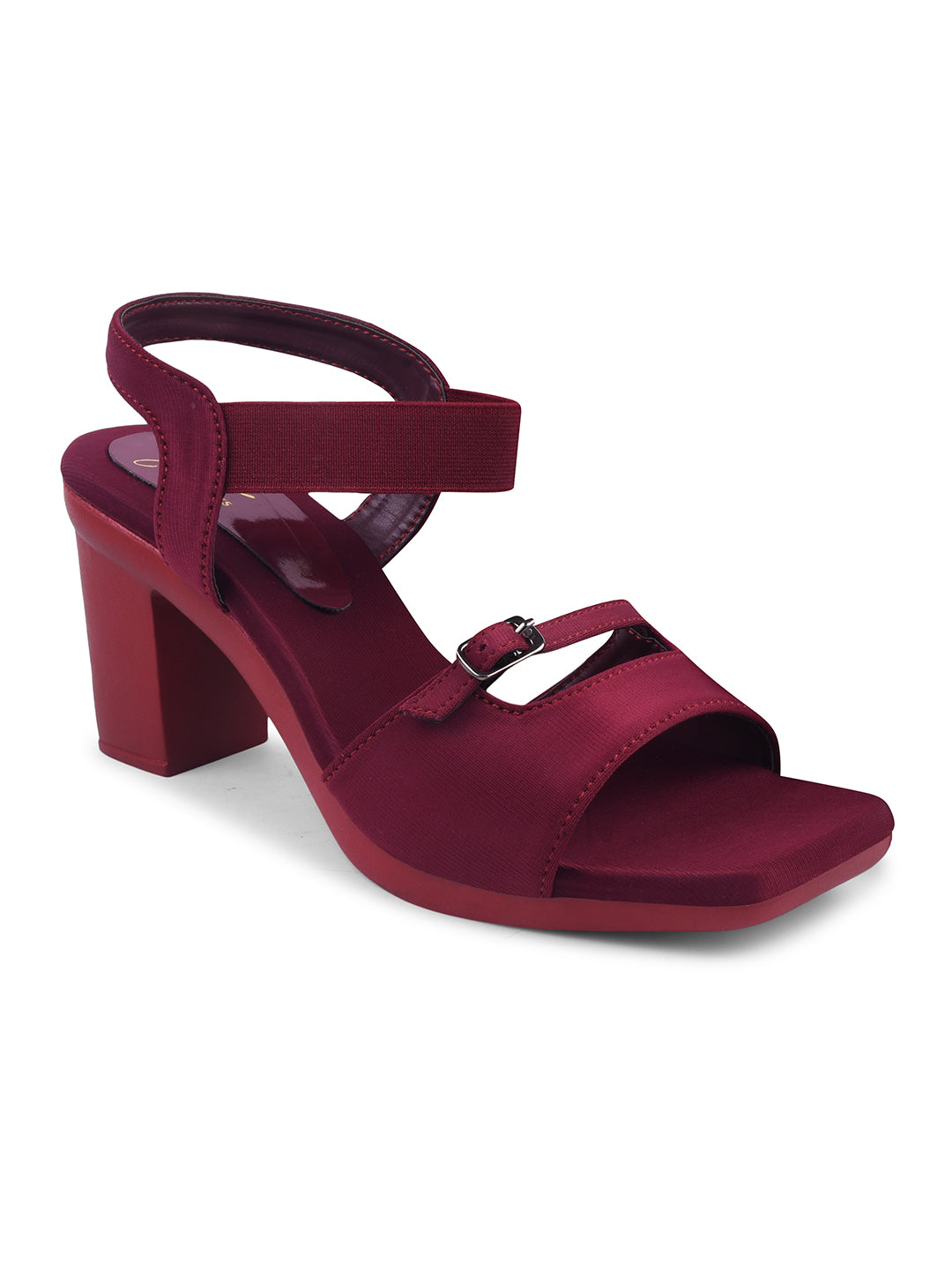 JM LOOKS | Casual Block Heel With Ankle Strap Sandals for Women Cherry