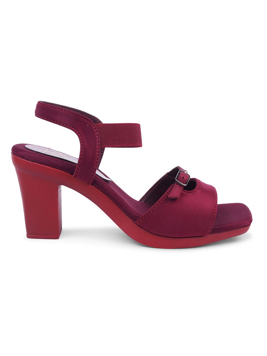 JM LOOKS | Casual Block Heel With Ankle Strap Sandals for Women Cherry