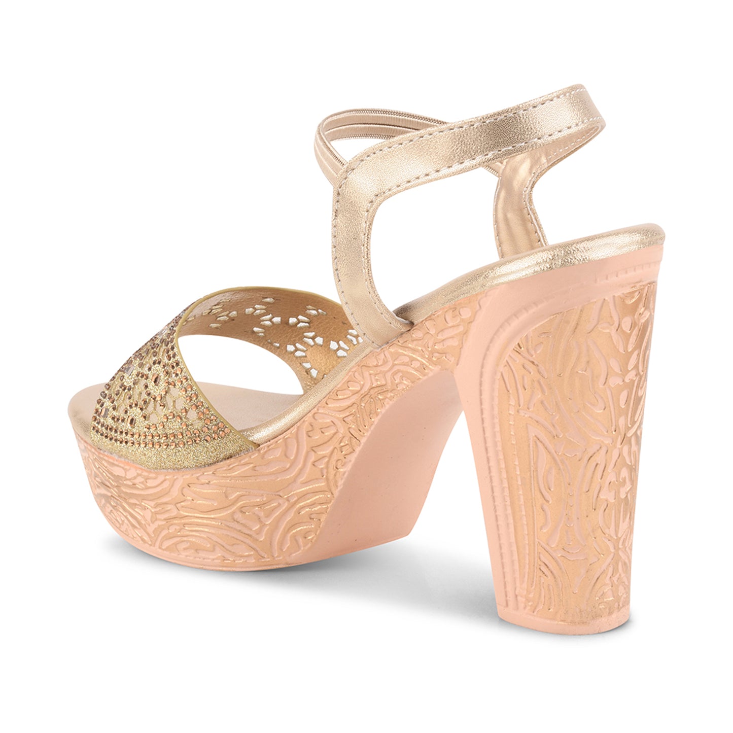 JM Looks Golden Ethnic Wedge Sandals | Embroidered Festive Footwear sultan