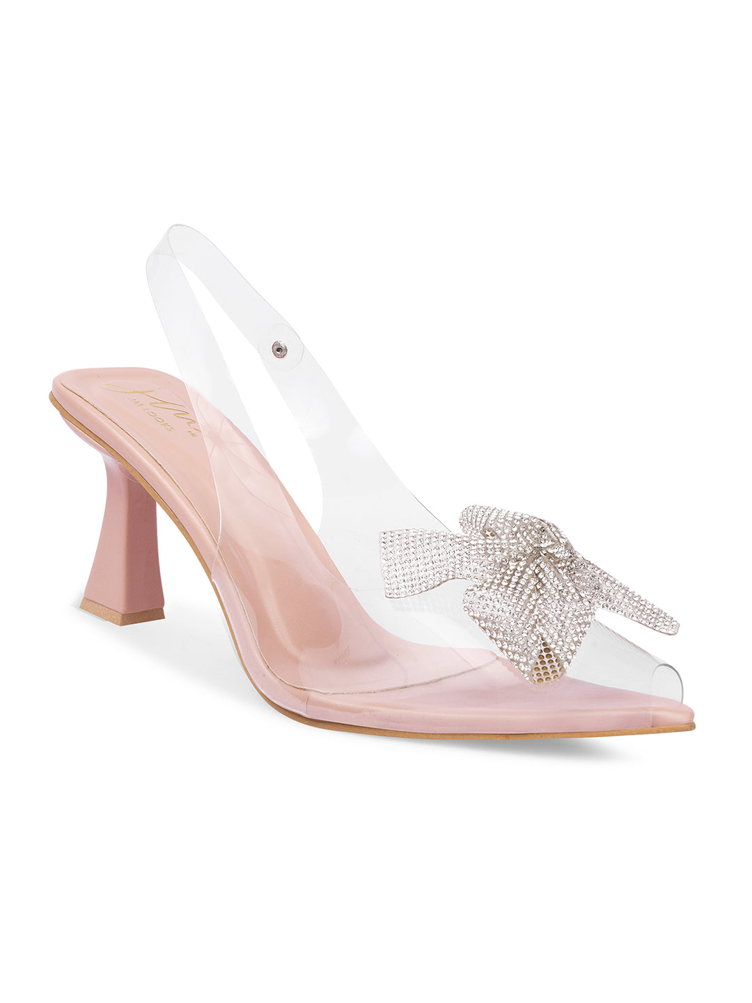 Transparent Bow Heels for Women and Girls | Shop Now at JM LOOKS Peach
