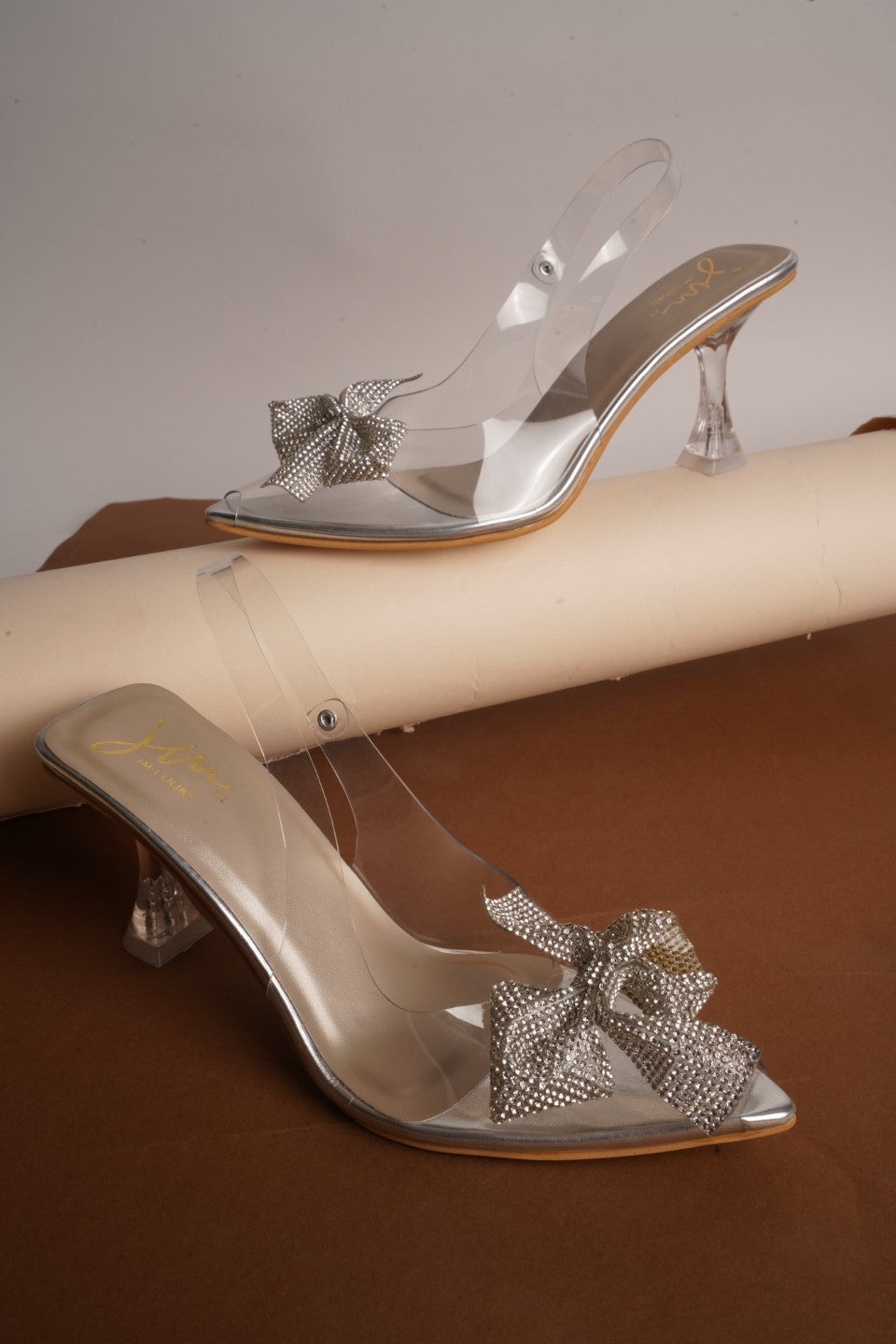 Transparent Bow Heels for Women and Girls | Shop Now at JM LOOKS Silver