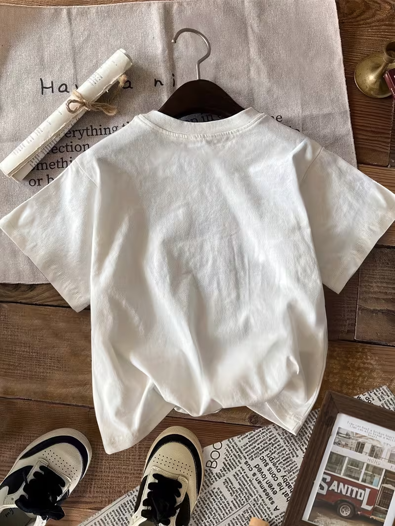 Crew Neck T-Shirt with Spider and Letter Print