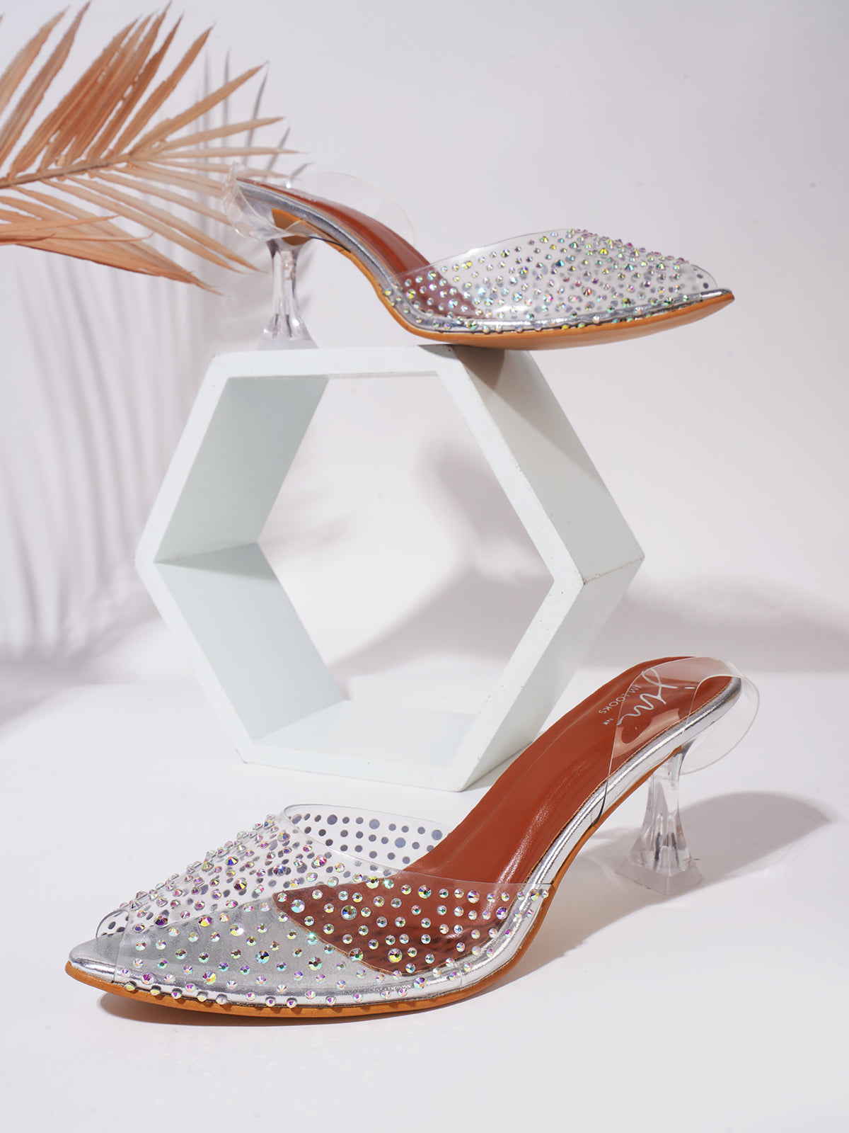 Peep Toe Slim Transparent Heel Pumps | Women's & Girls at JM LOOKS Silver