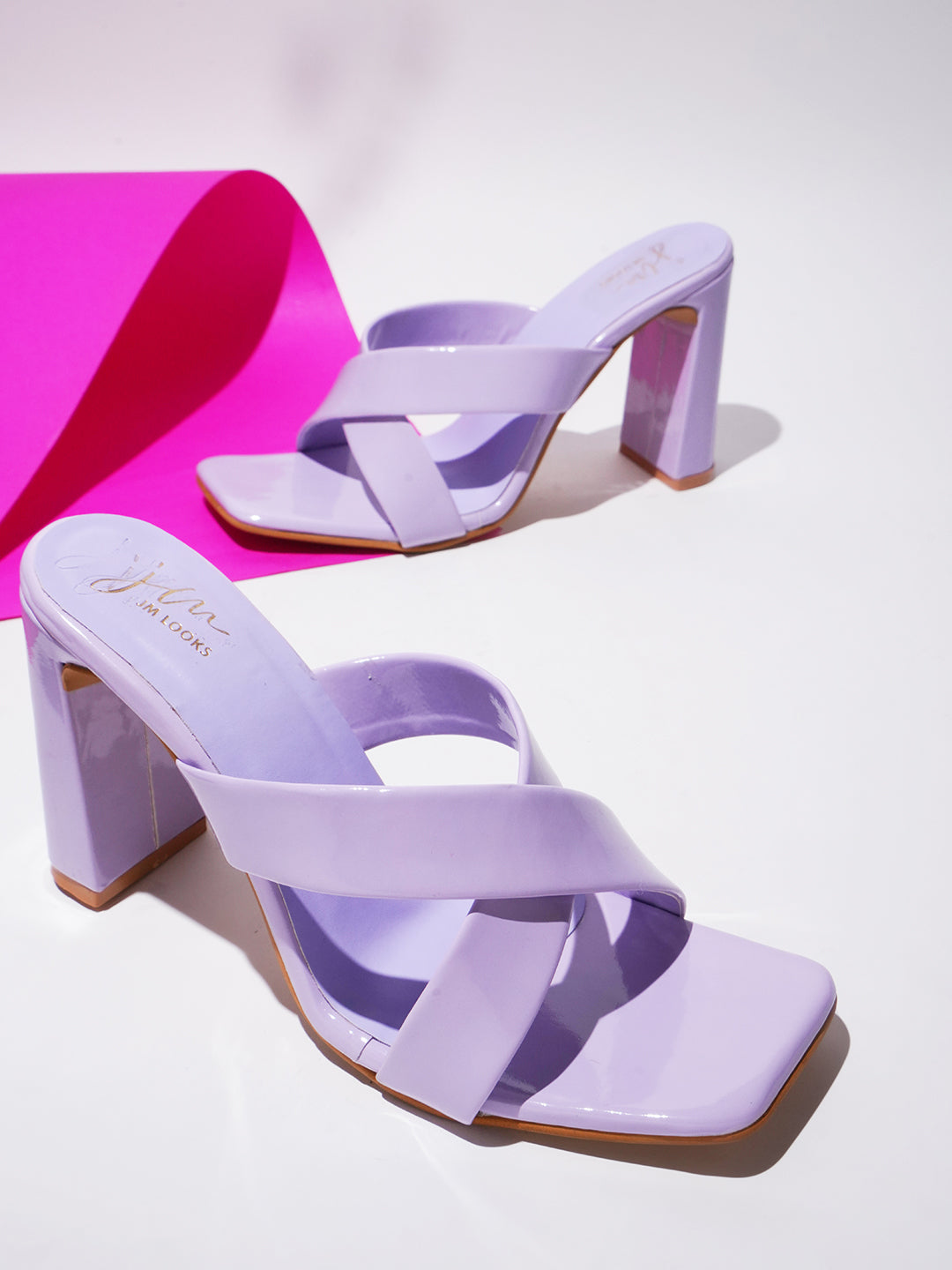 Criss-Cross Block Heeled Sandals for Women & Girls at JM LOOKS Lavender