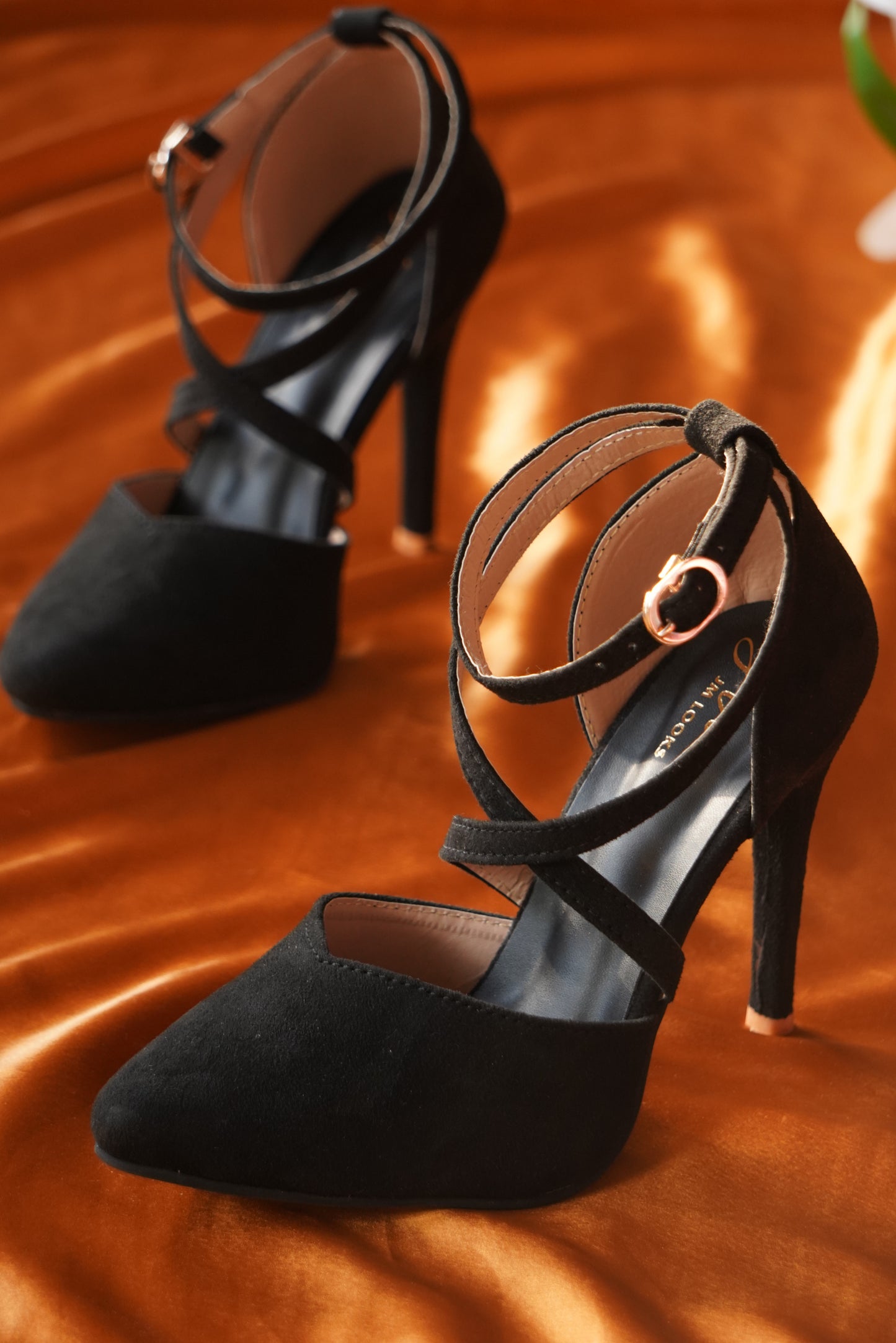 Buy Online Strappy Stilettoes: Buckle Closure for Women & Girls Black