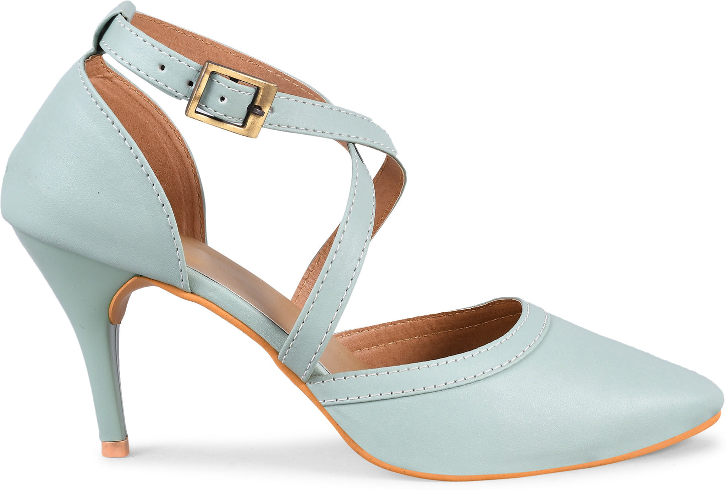 Stiletto Heeled Sandals: Buckle Closure for Women & Girls Sea Green