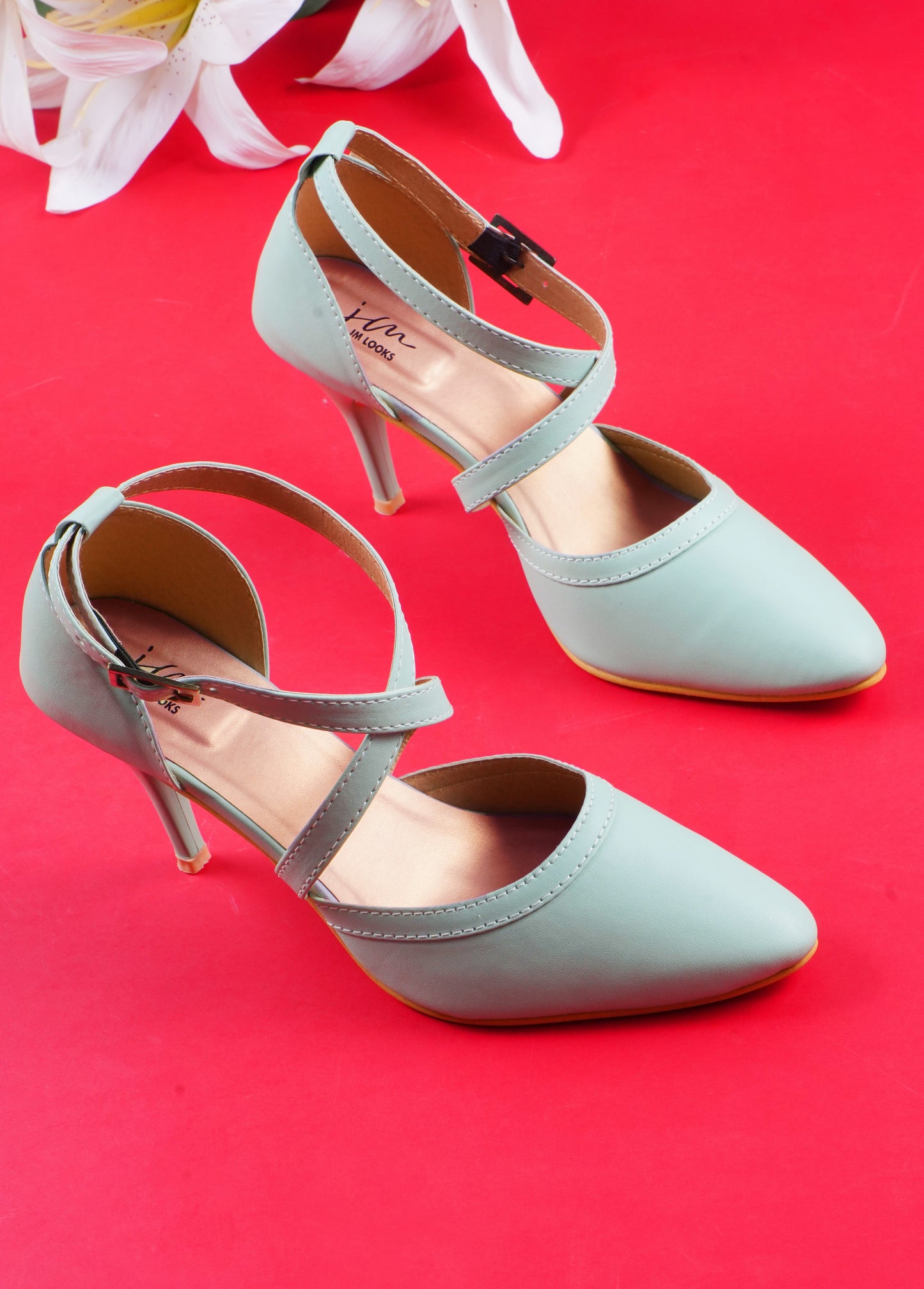 Stiletto Heeled Sandals: Buckle Closure for Women & Girls Sea Green