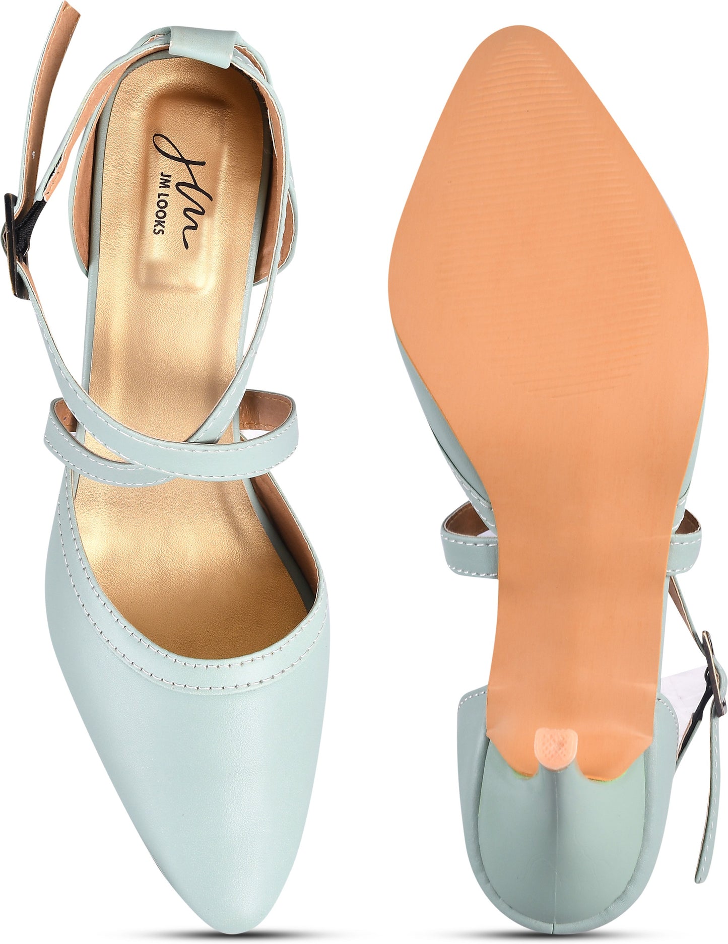 Stiletto Heeled Sandals: Buckle Closure for Women & Girls Sea Green