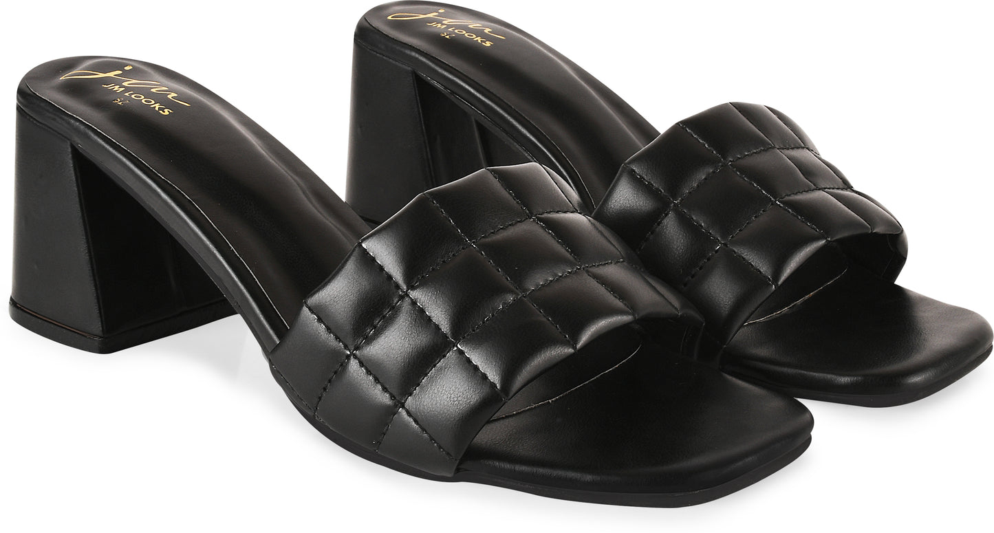 Open-Toe Chunky Heels Sandals for Women and Girls at JM LOOKS Black