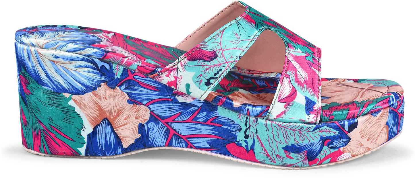 Buy Online Floral Print Slip-On Wedges for Women and Girls | JM LOOKS Blue