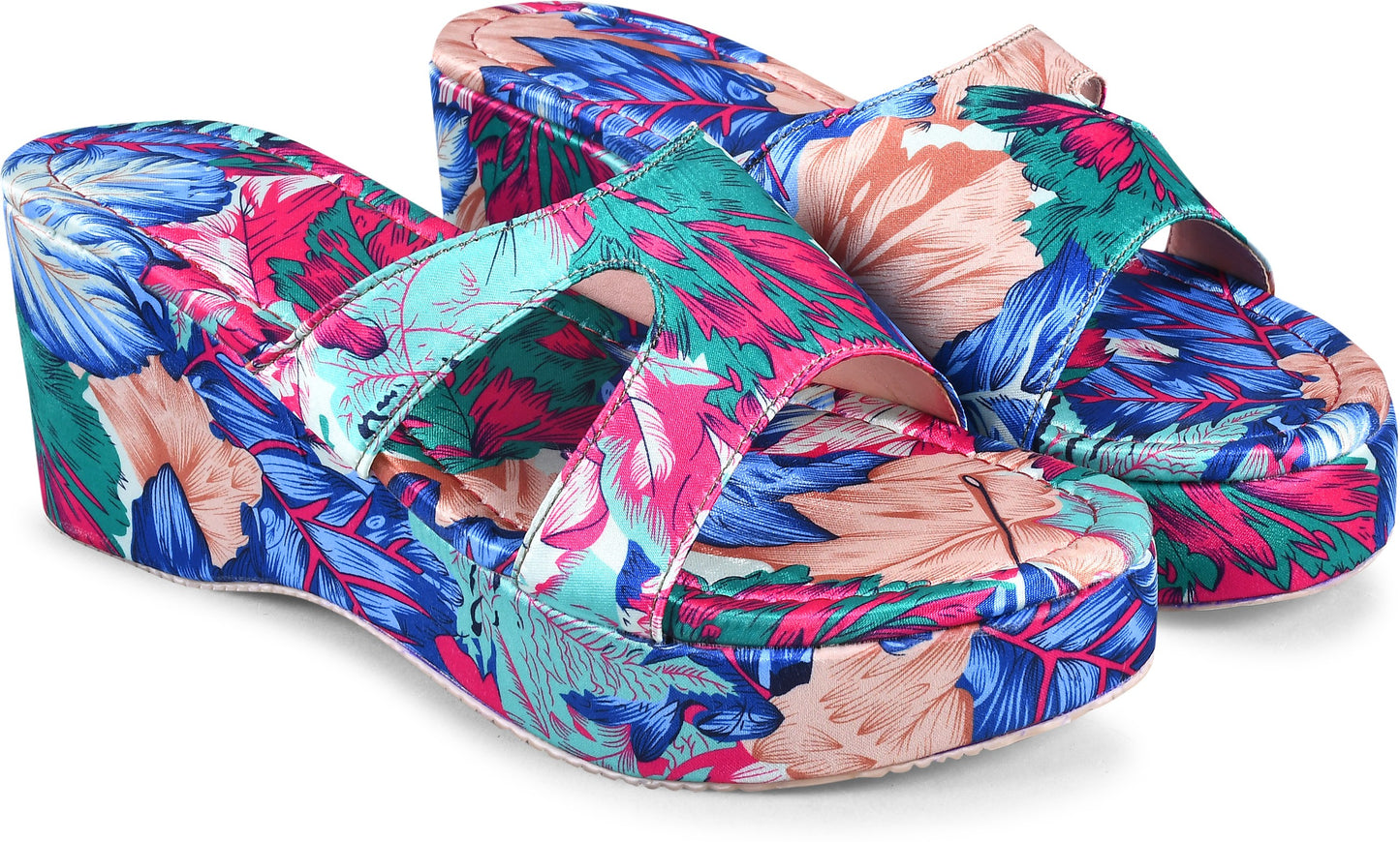 Buy Online Floral Print Slip-On Wedges for Women and Girls | JM LOOKS Blue