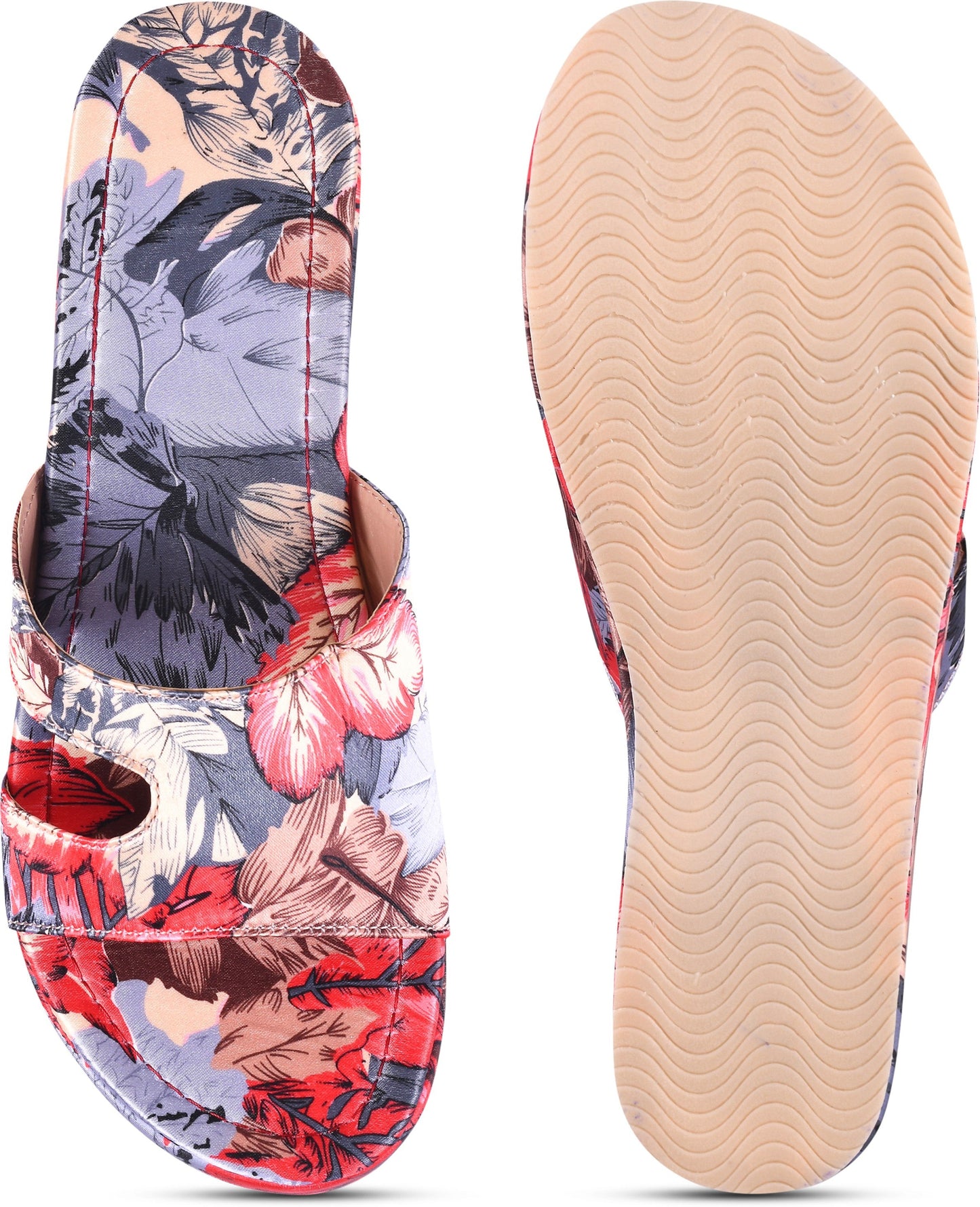 floral printed wedge sandals Red