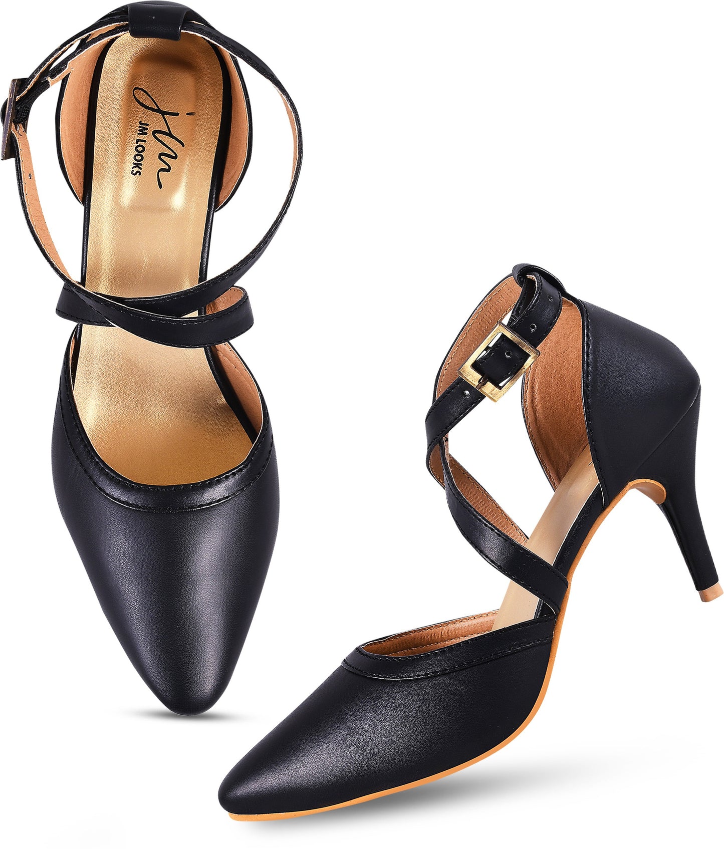Stiletto Heeled Sandals: Buckle Closure for Women & Girls Black