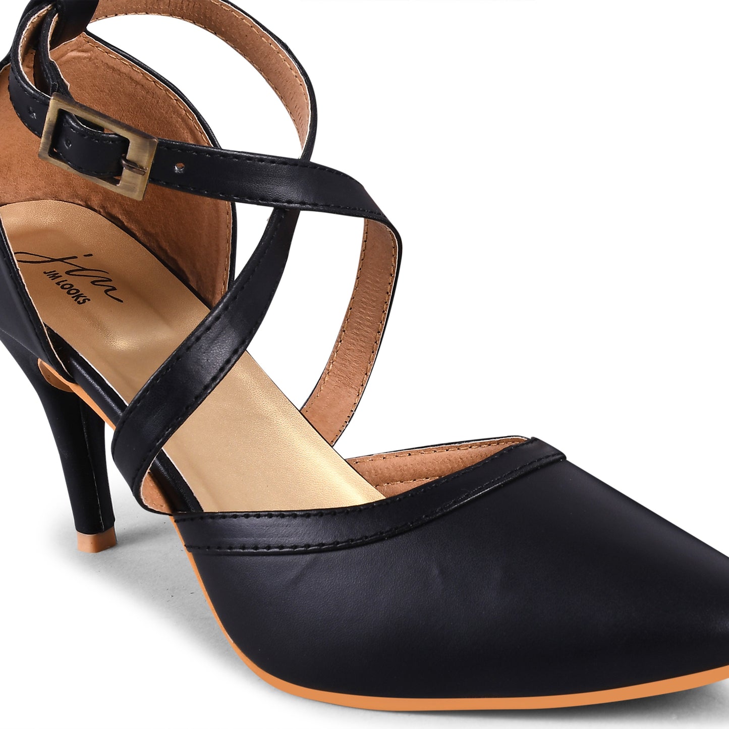 Stiletto Heeled Sandals: Buckle Closure for Women & Girls Black