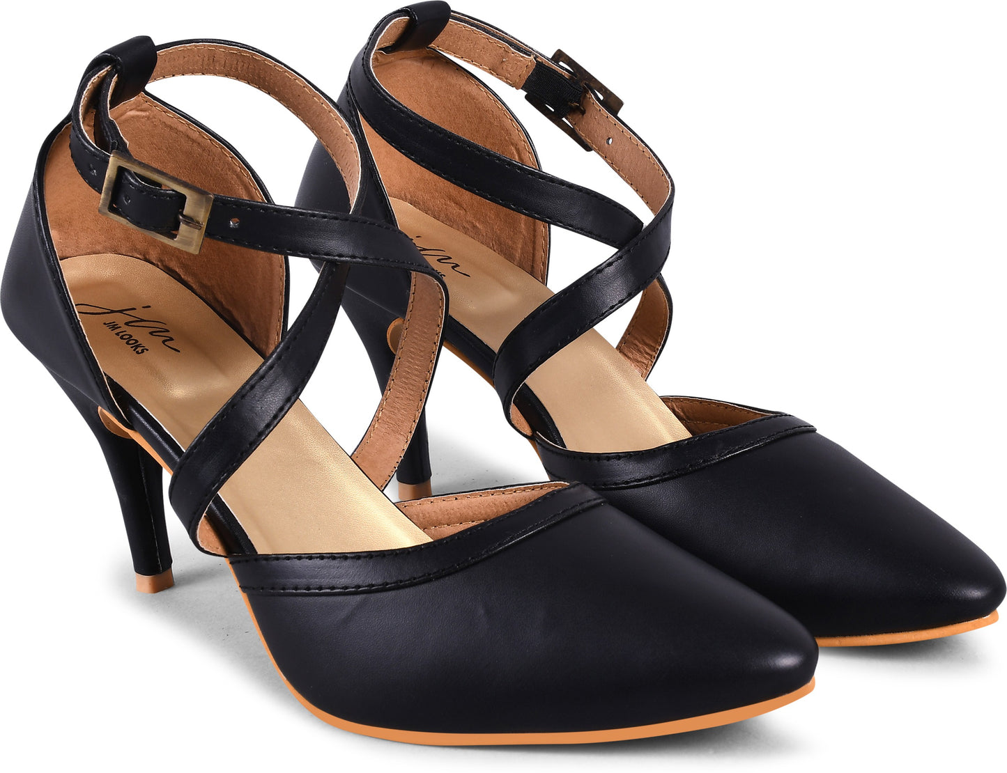 Stiletto Heeled Sandals: Buckle Closure for Women & Girls Black