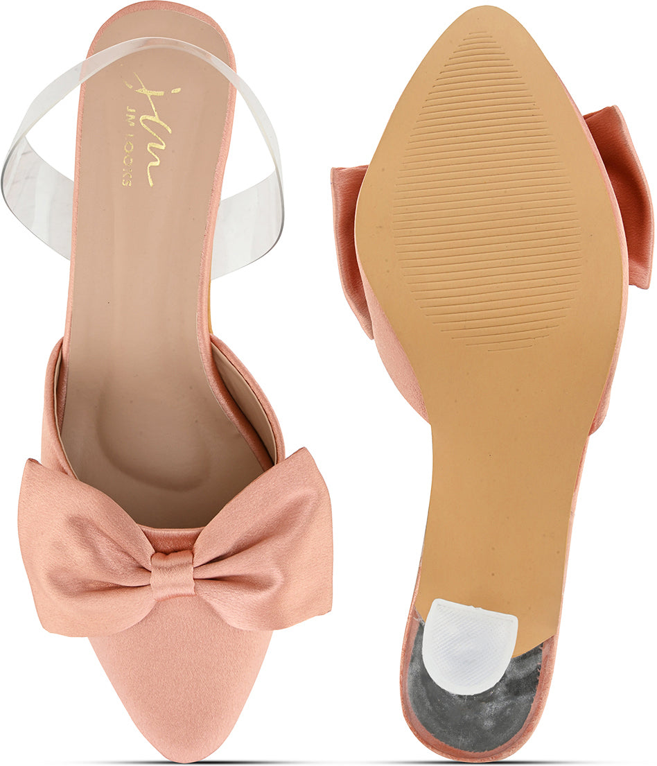 Women's Kitten Heeled Sandals with Bow Appliqué - Perfect for Women and Girls! Pink