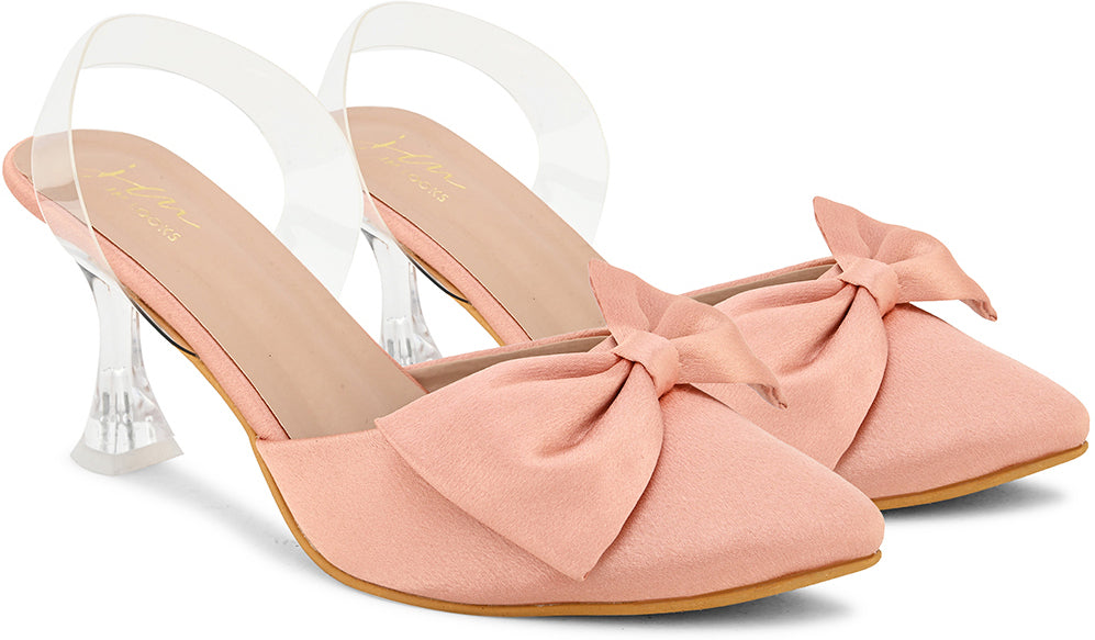 Women's Kitten Heeled Sandals with Bow Appliqué - Perfect for Women and Girls! Pink