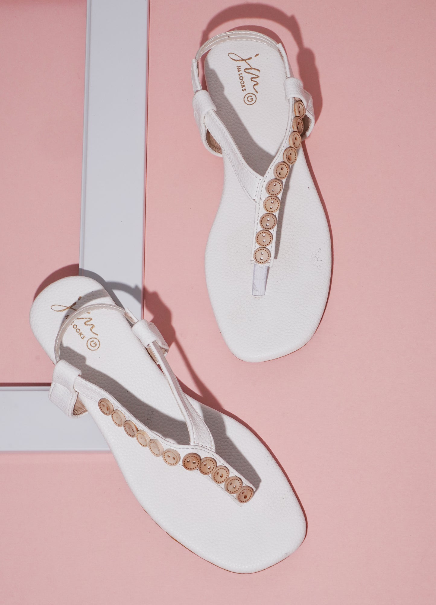 Shop Online Flats Sandals for Women and Girls at JM LOOKS White