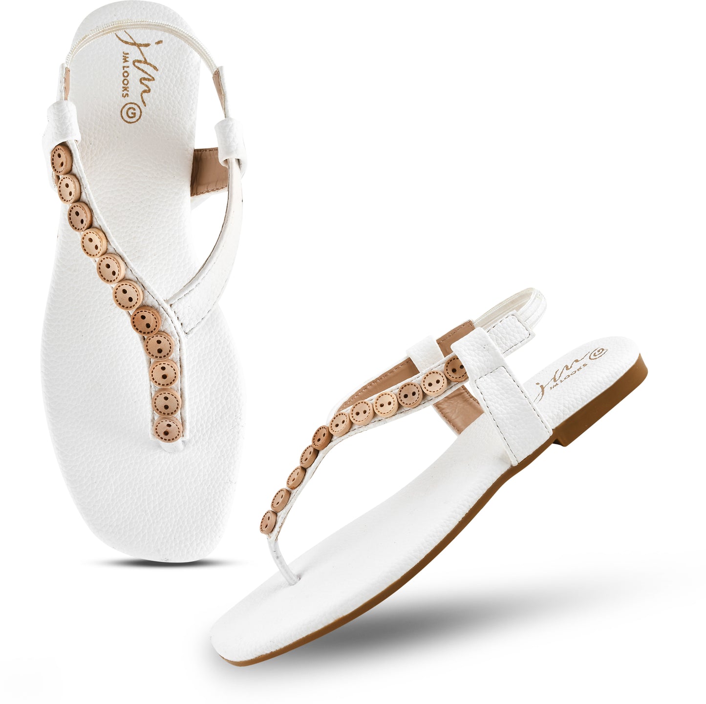 Shop Online Flats Sandals for Women and Girls at JM LOOKS White