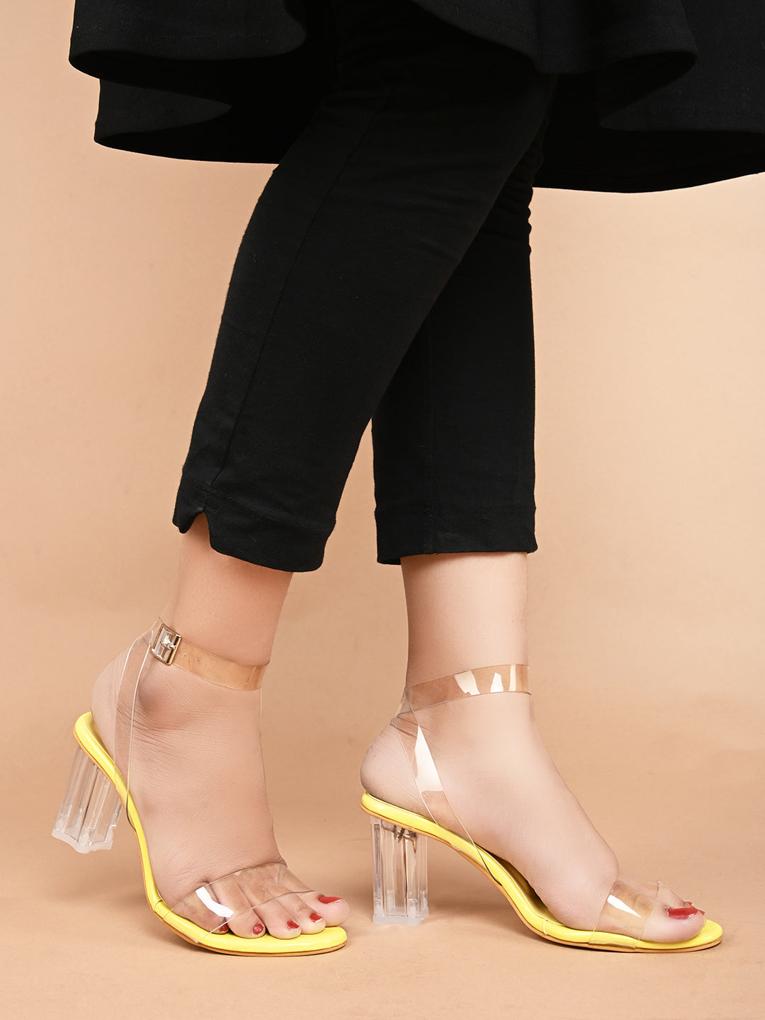 Shop Now Chunky Heeled Sandals | Transparent Strap | Women & Girls Lemon