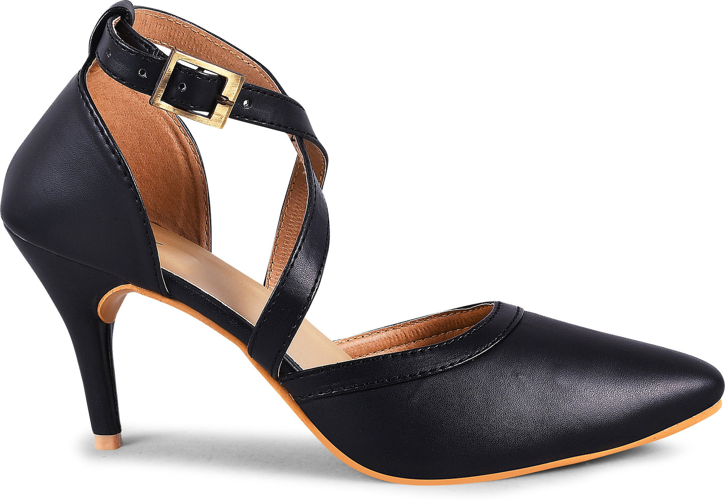 Stiletto Heeled Sandals: Buckle Closure for Women & Girls Black