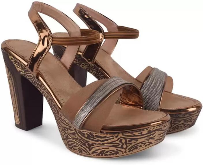 Ankle-Strap Chunky Heeled Sandals for Women and Girls Copper