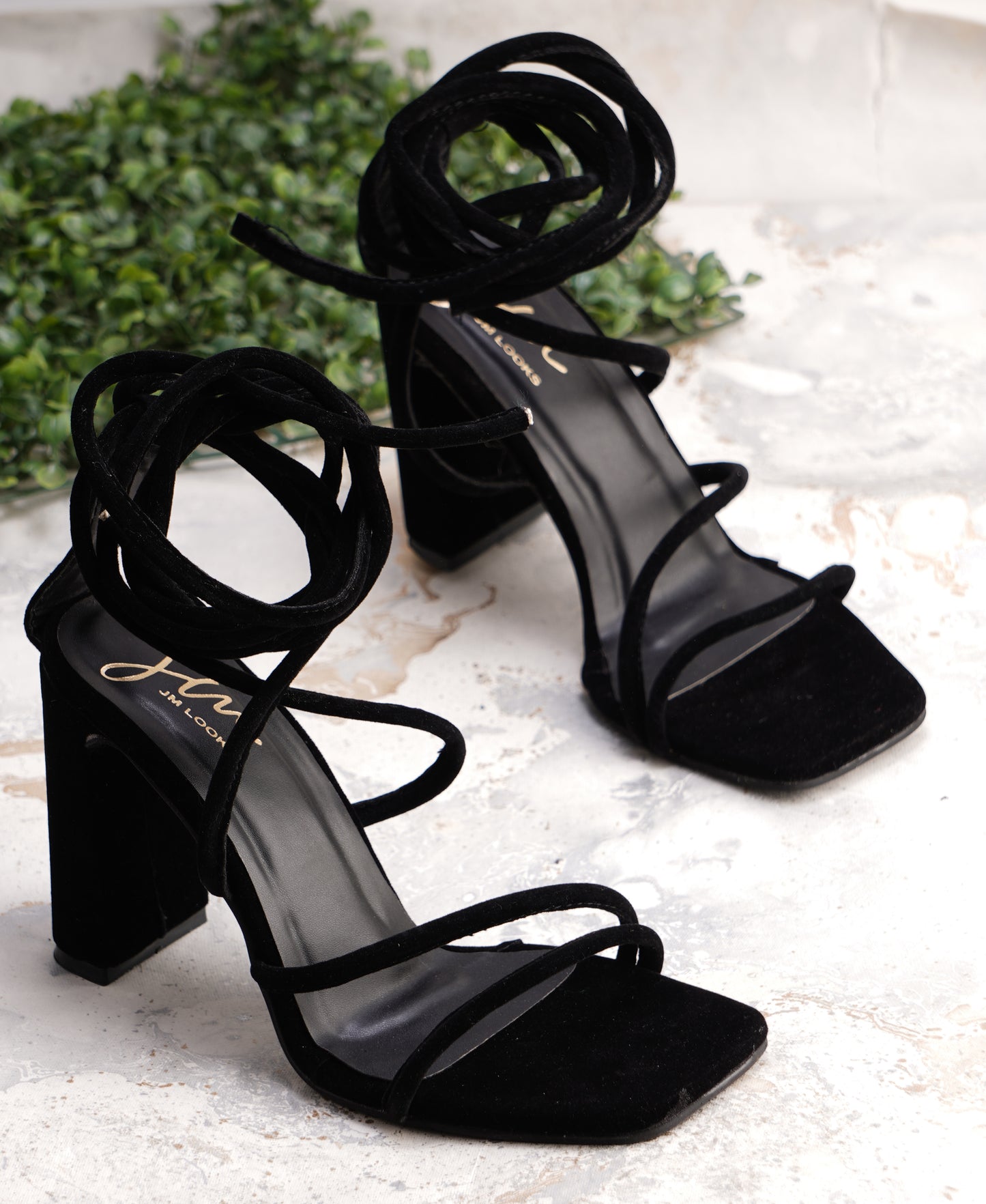 Buy Online Open-Toe Lace-Up Heel Sandals for Women and Girls at JM LOOKS Black